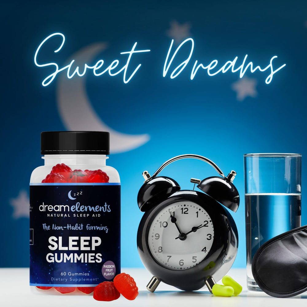 Dream Elements Sleep Gummies fruit flavor spotlight emphasizes delicious bedtime taste