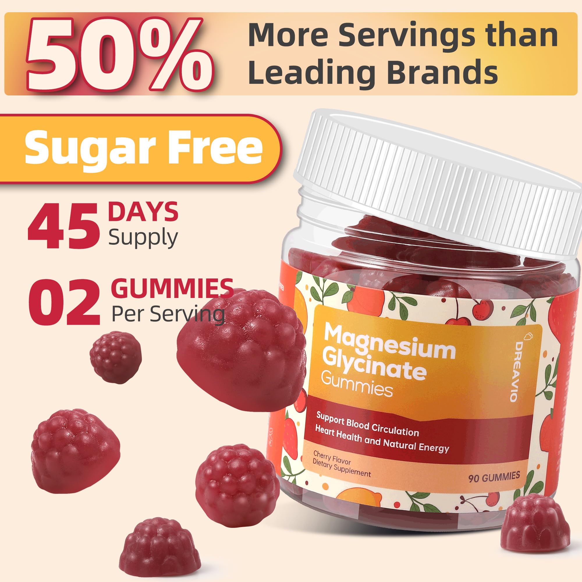 DREAVIO gummies ashwagandha note image emphasizes calm focus.