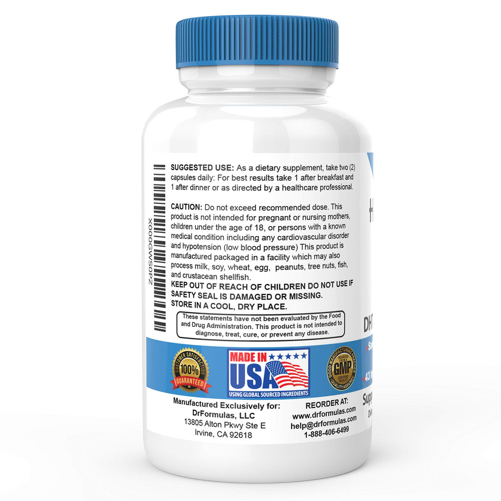 DrFormulas HairOmega ingredients label showing natural nutrients for follicle nourishment
