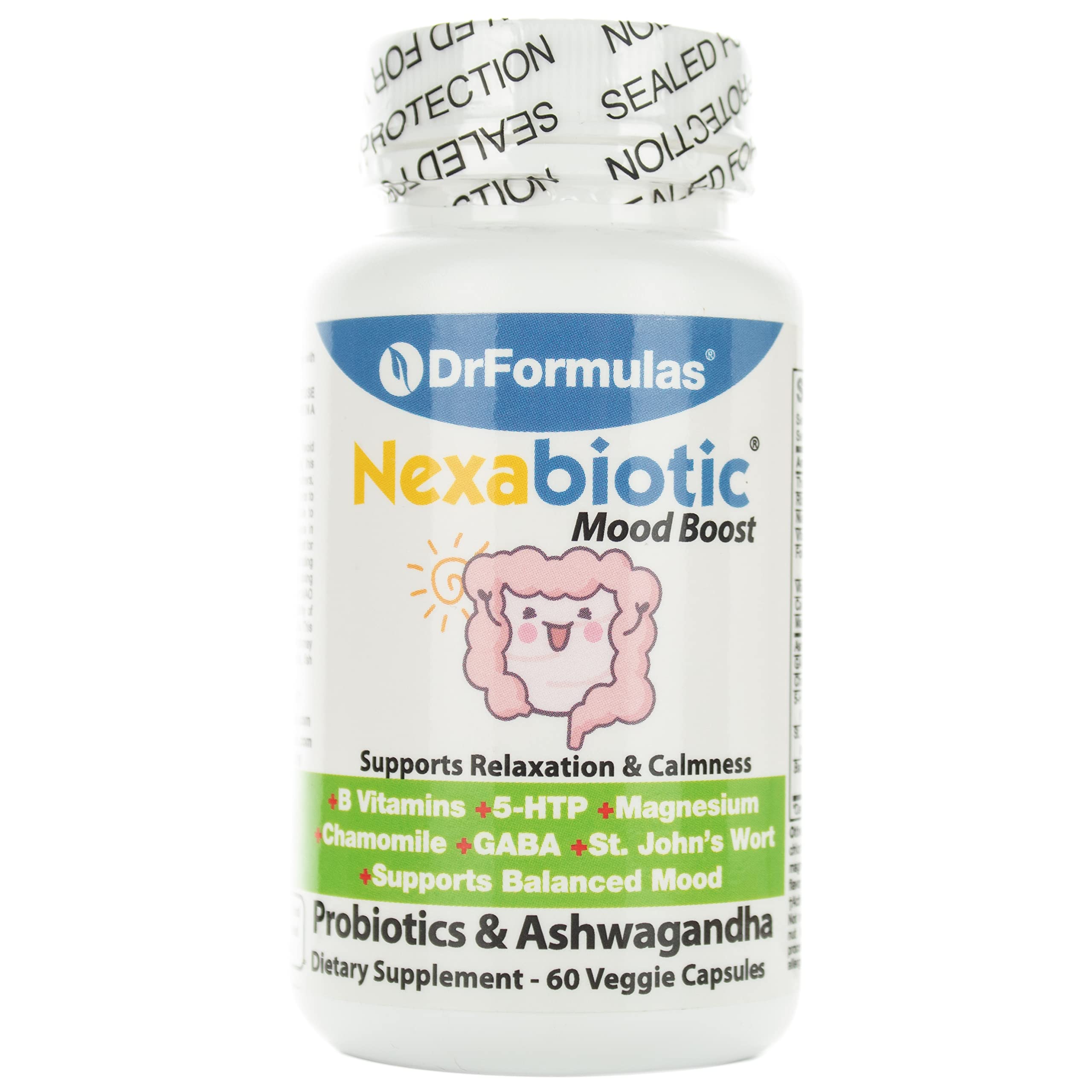 DrFormulas Mood Boost Probiotics bottle front for mood support and daily calm