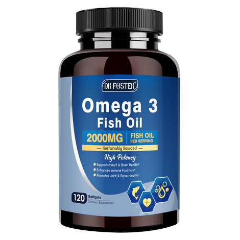 DRFOSTER Advanced Omega-3 2000mg bottle displayed for daily support.