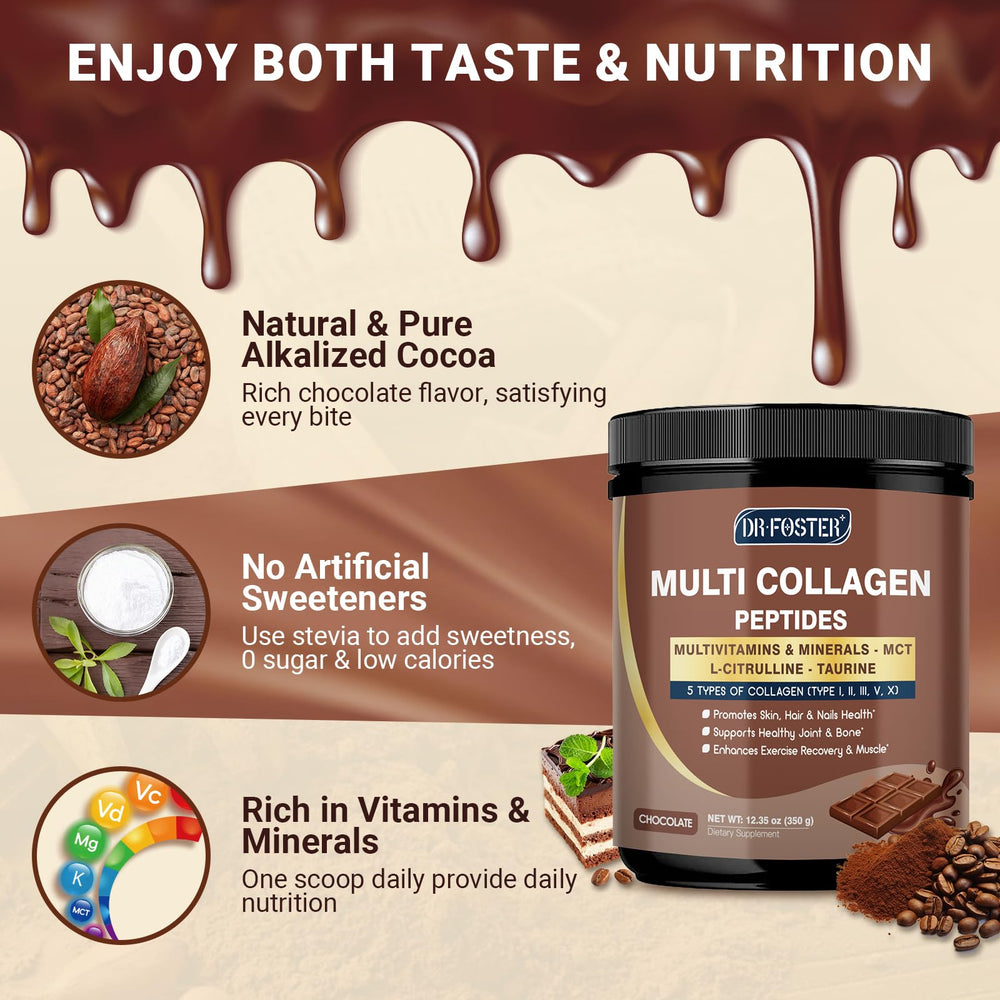 DRFOSTER collagen powder mixing in smoothie for convenient daily support.