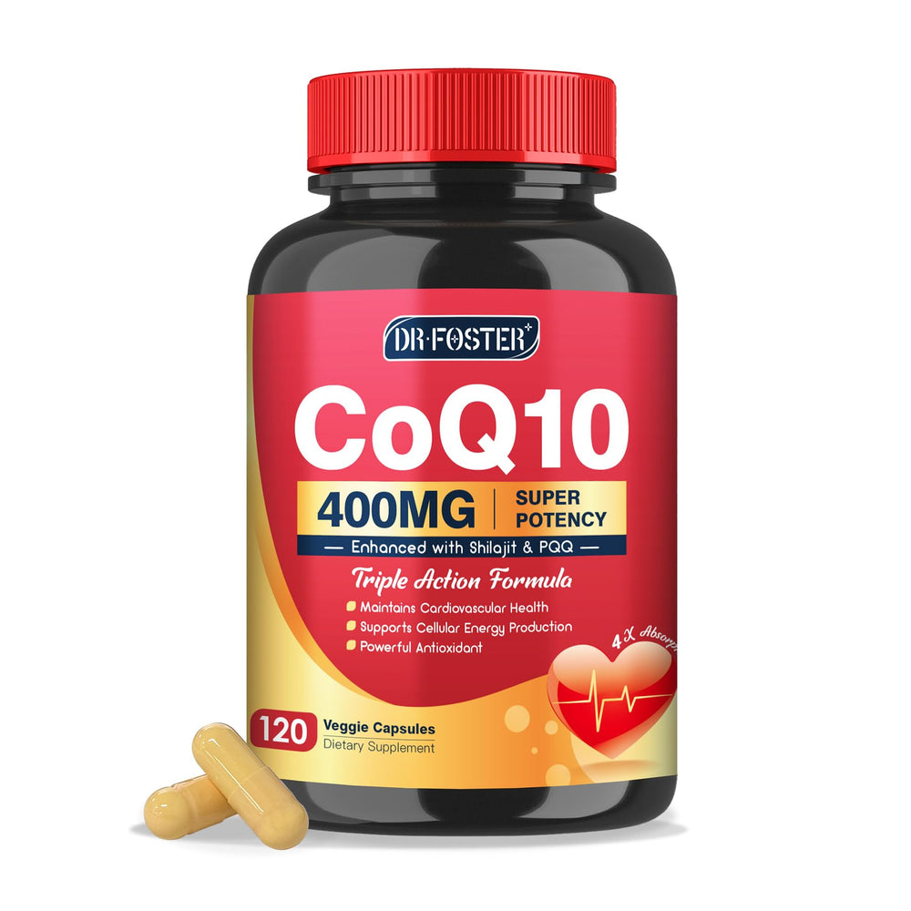 DRFOSTER CoQ10 400mg bottle ready for daily heart and energy support.