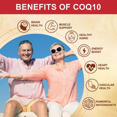 DRFOSTER CoQ10 box highlighting omega 3-6-9 and antioxidant benefits.