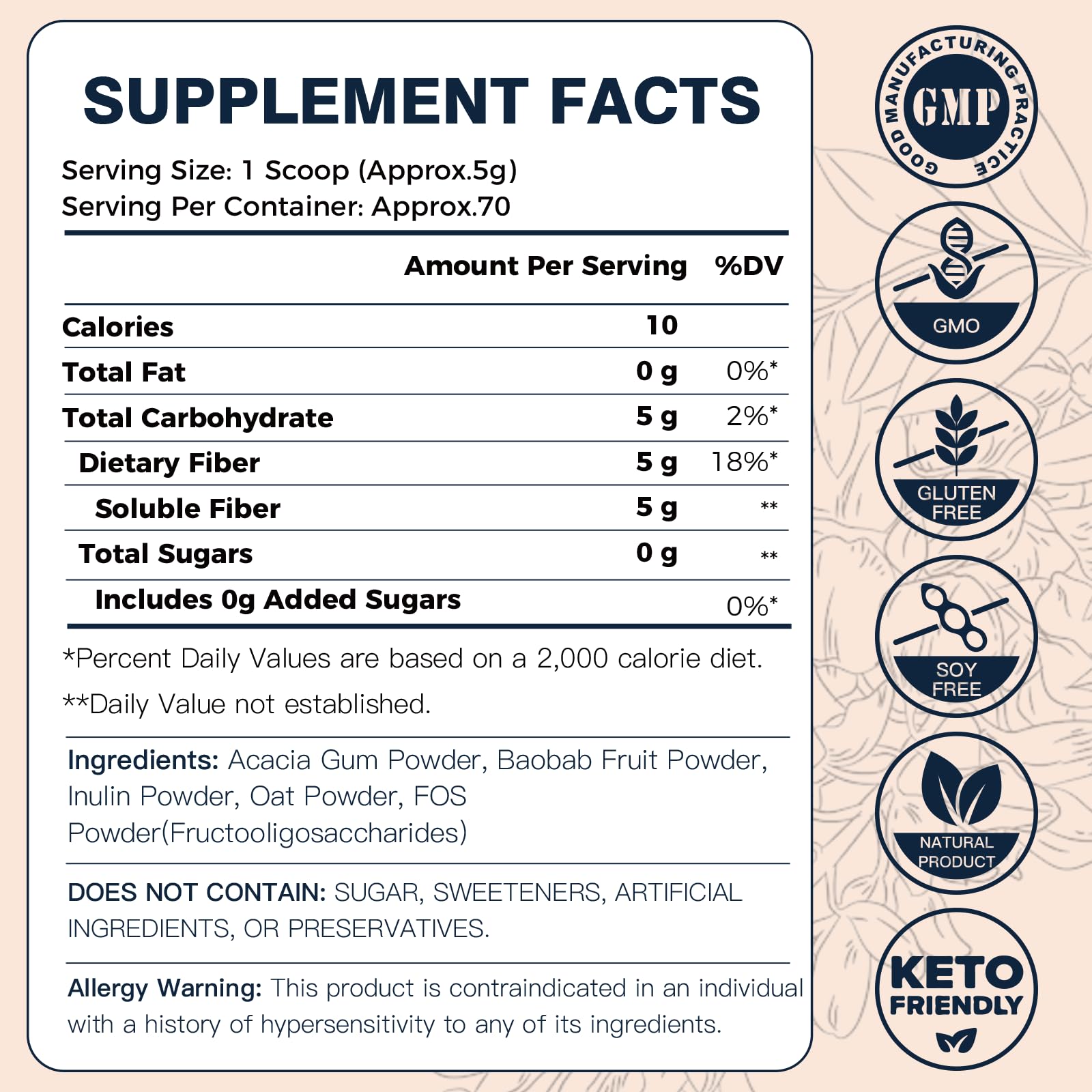 DRFOSTER gluten-free oat fiber powder positioned as allergen-friendly choice.