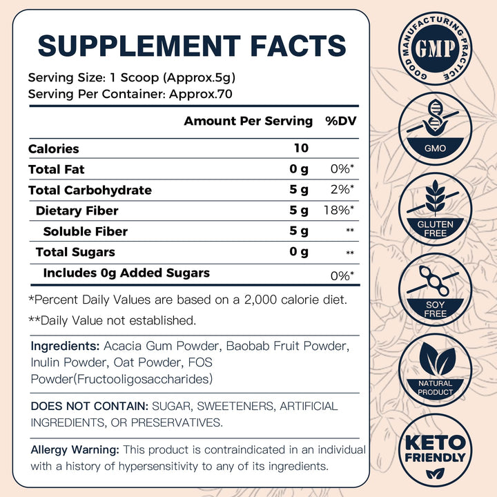DRFOSTER gluten-free oat fiber powder positioned as allergen-friendly choice.