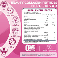 Close up of ingredients blend showing collagen types I-V and nutrients