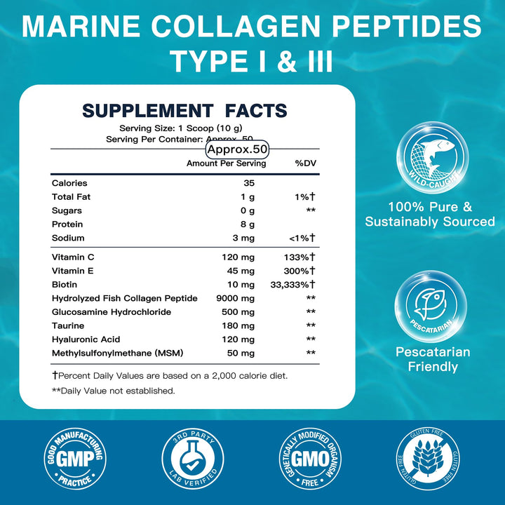 DRFOSTER Marine Collagen Powder bottle closeup shows easy solubility in beverages.