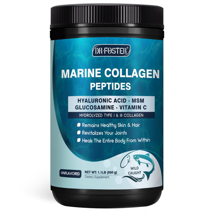 DRFOSTER Marine Collagen Powder packaging highlights 50 servings for ongoing beauty support.