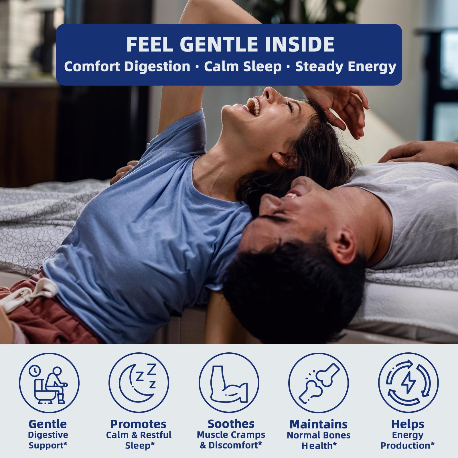 DRFOSTER bottle beside a night setting suggests improved sleep support.