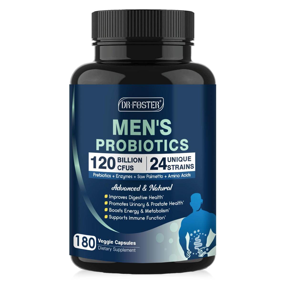DRFOSTER Probiotics for Men Digestive Health Bottle supports comfortable digestion and nutrient absorption.