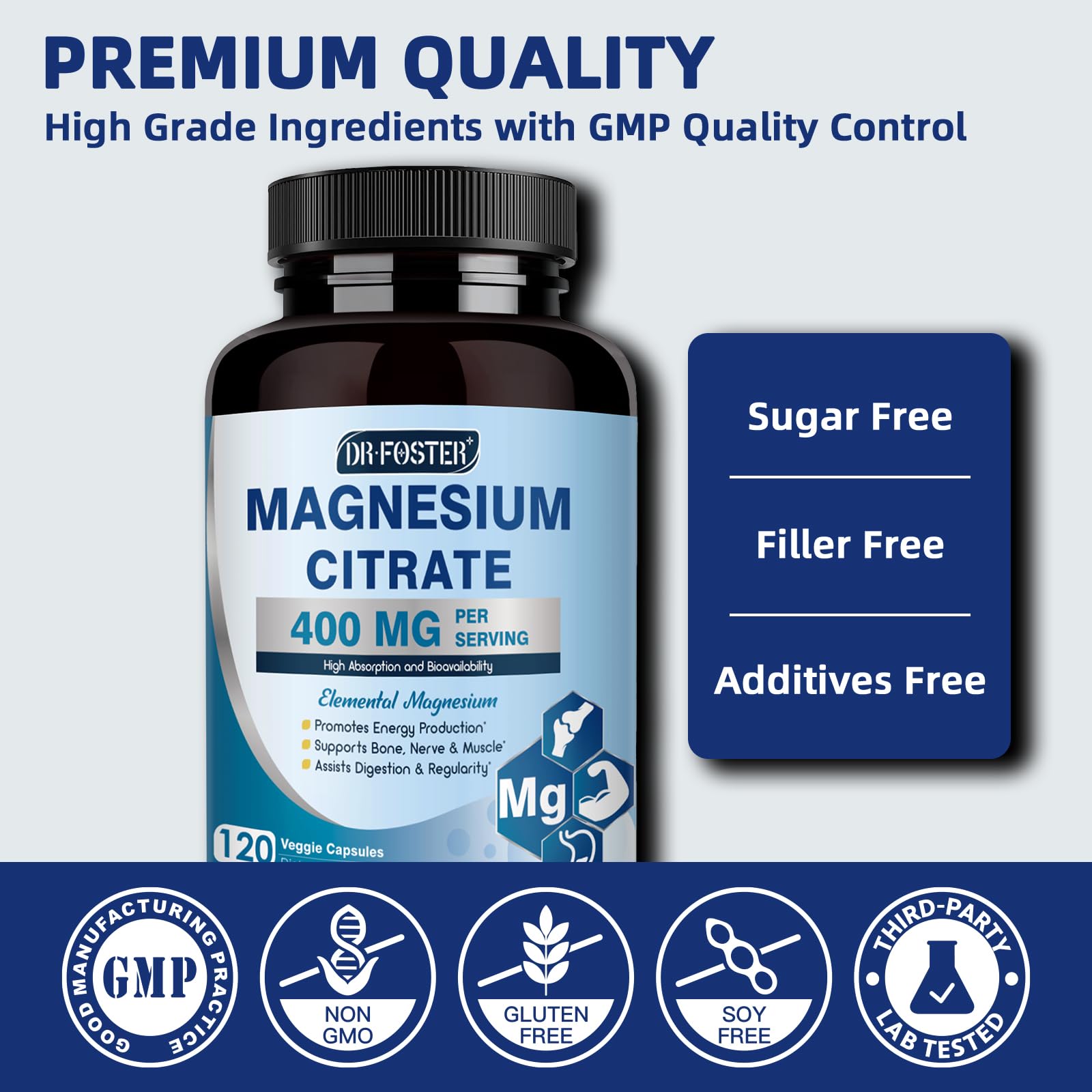 DRFOSTER magnesium citrate supports post-workout recovery and muscle comfort.