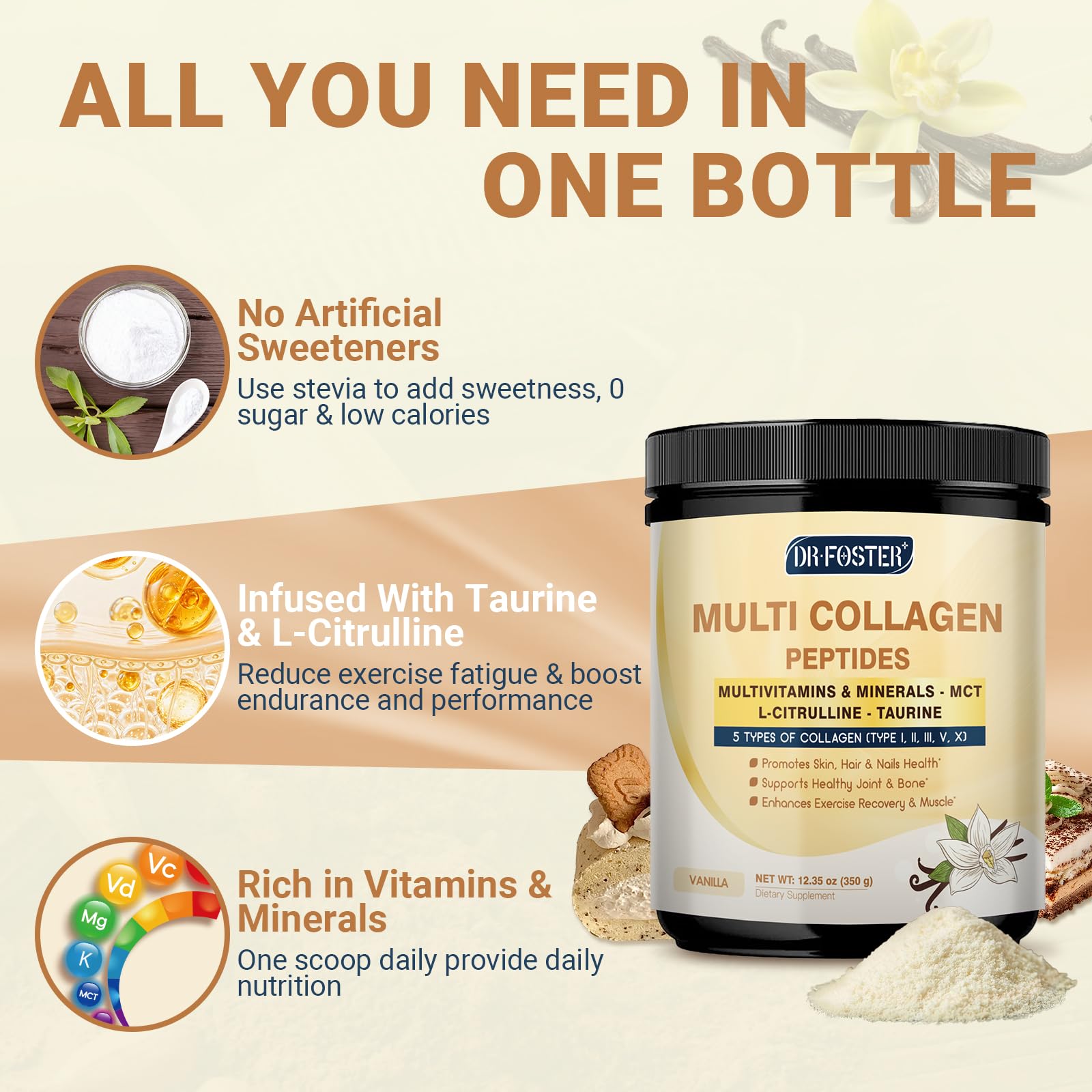 DRFOSTER Vanilla Collagen coffee mix for an easy daily ritual.