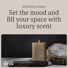 Drift White Pumpkin candle modern design complements contemporary home décor.