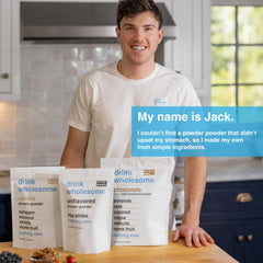 Drink Wholesome ingredients highlight whole-food nutrition in a simple mix.