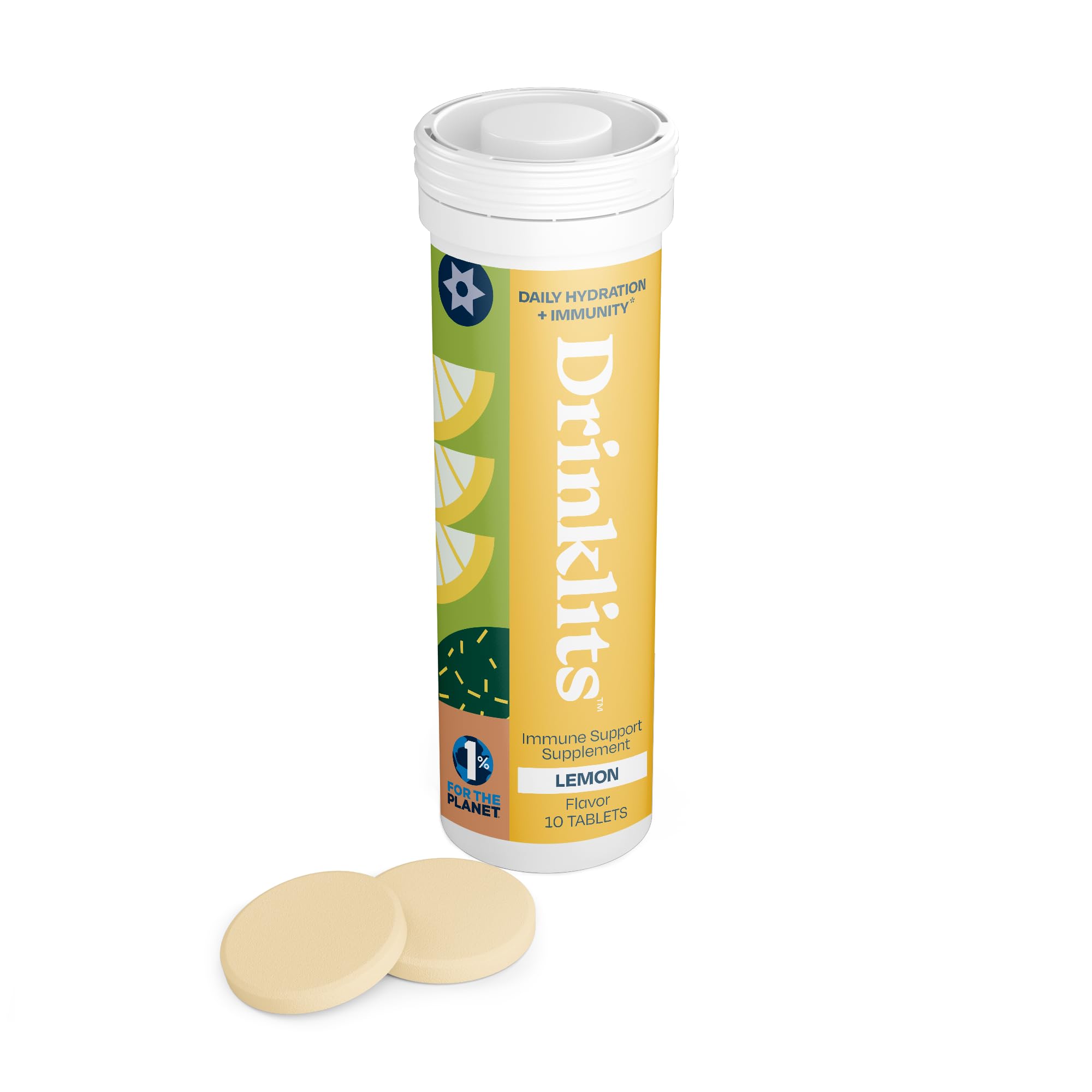 Drinklits Lemon Daily Immune Bottle shows vibrant lemon flavor and sugar-free wellness