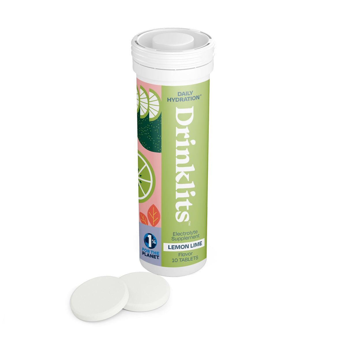 Drinklits Lemon Lime tablets in a bottle for convenient daily hydration
