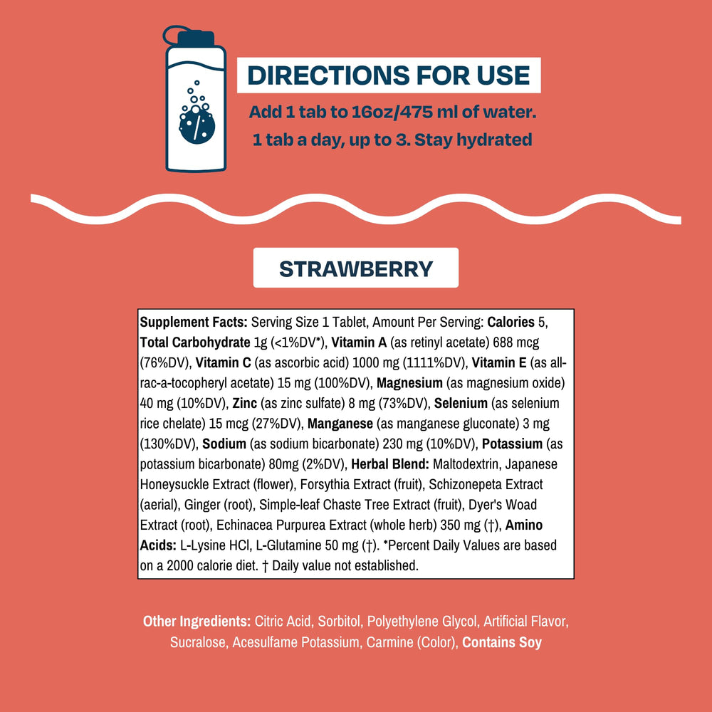 Drinklits Strawberry Daily Label Nutrition draws attention to vitamins and electrolytes.