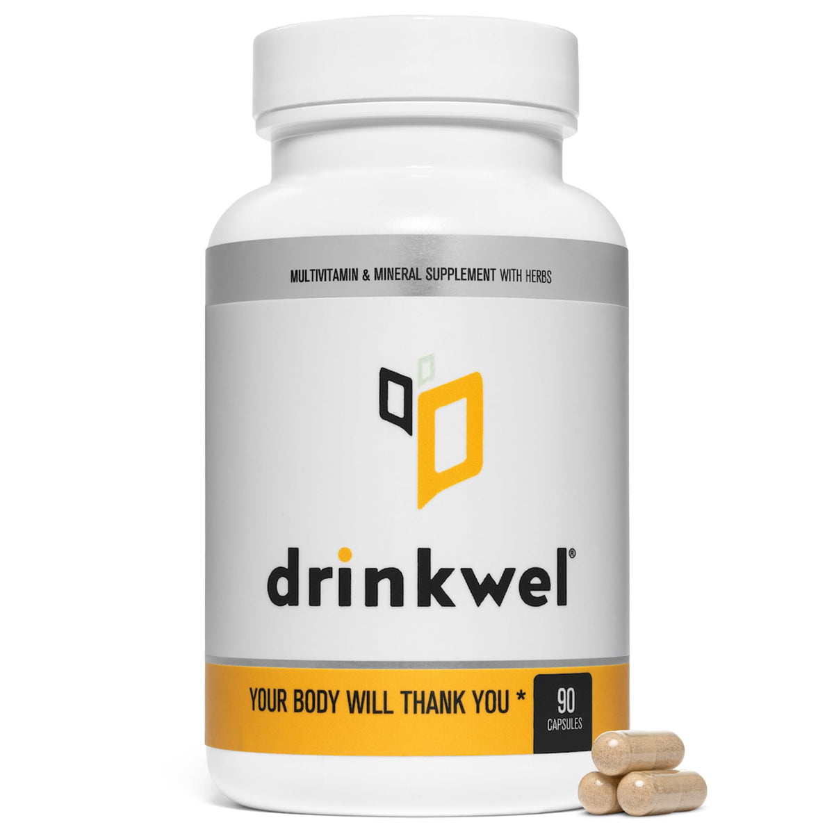 DrinkWel bottle front view for easy daily use and morning vitality