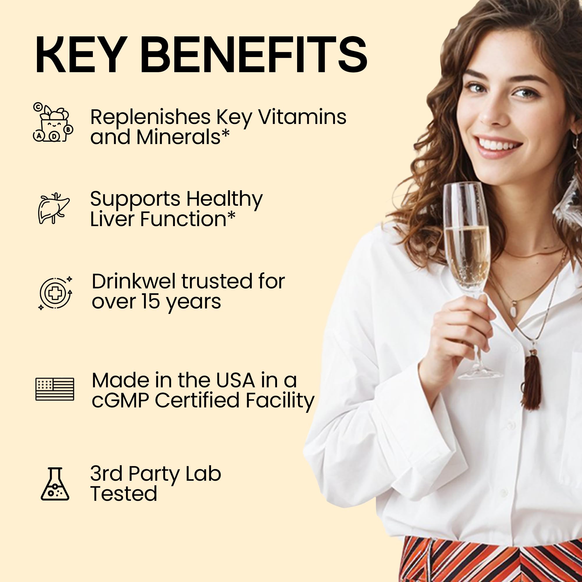 DrinkWel pills on wood surface evoke daily supplement routine