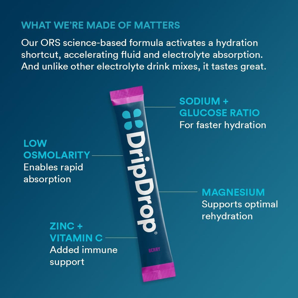 DripDrop Berry packaging highlights non-GMO vegan formulation