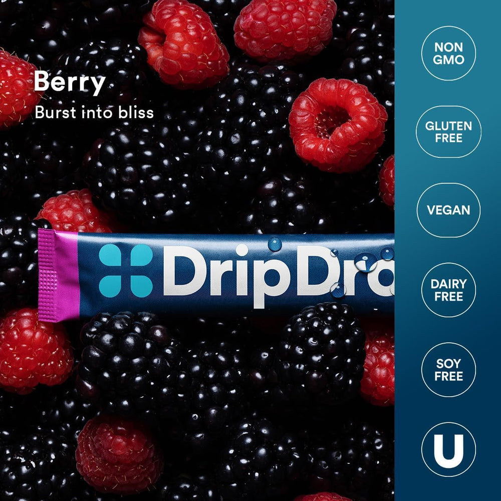 DripDrop Berry packets in action during sports for electrolyte support