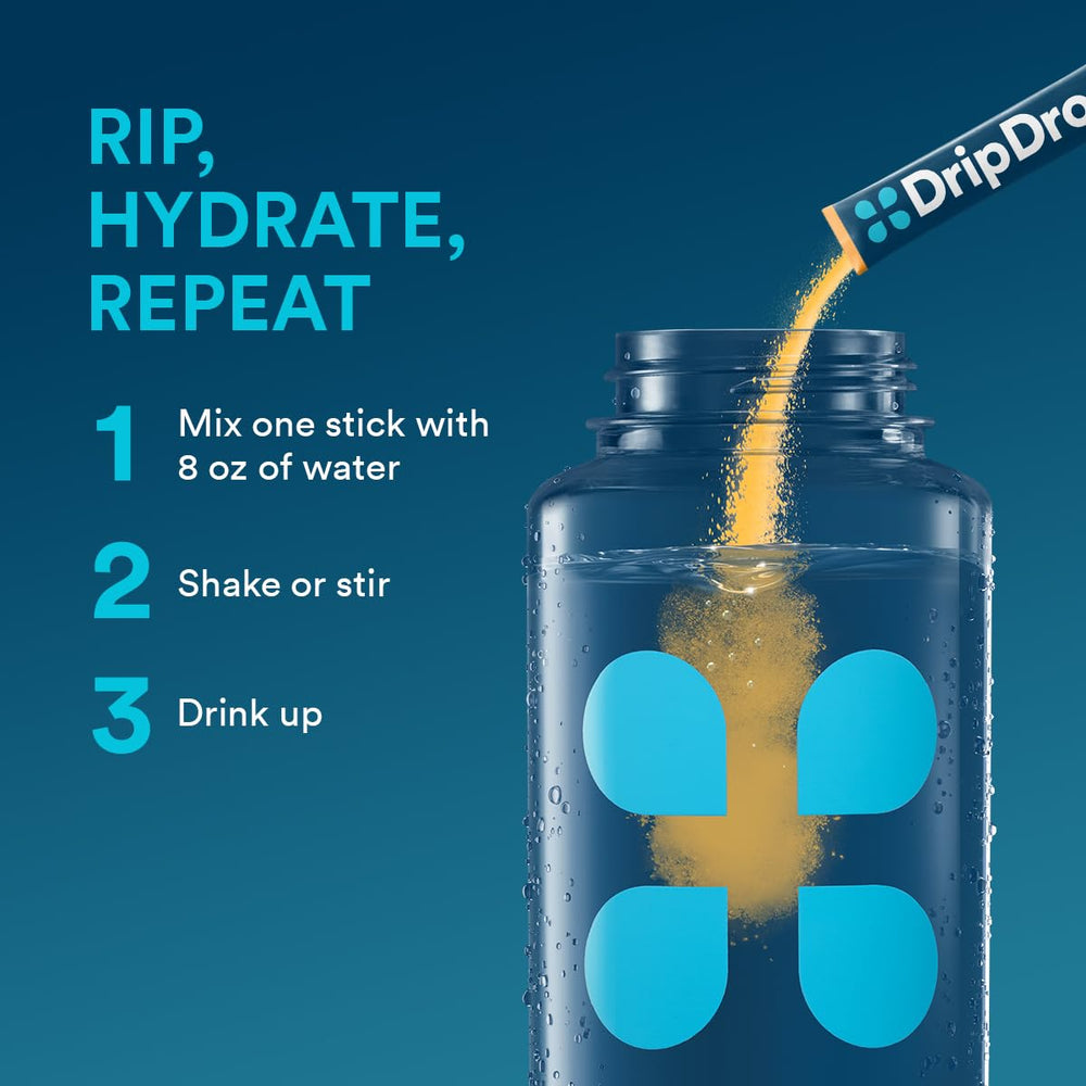 DripDrop 32-stick tropical variety box is convenient.