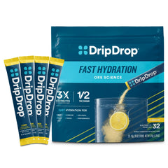 DripDrop Lemon hydration packet splash for quick on-the-go refresh