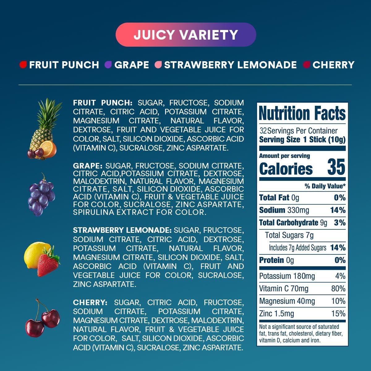 DripDrop packaging with non-GMO and vegan labeling for clean ingredients.