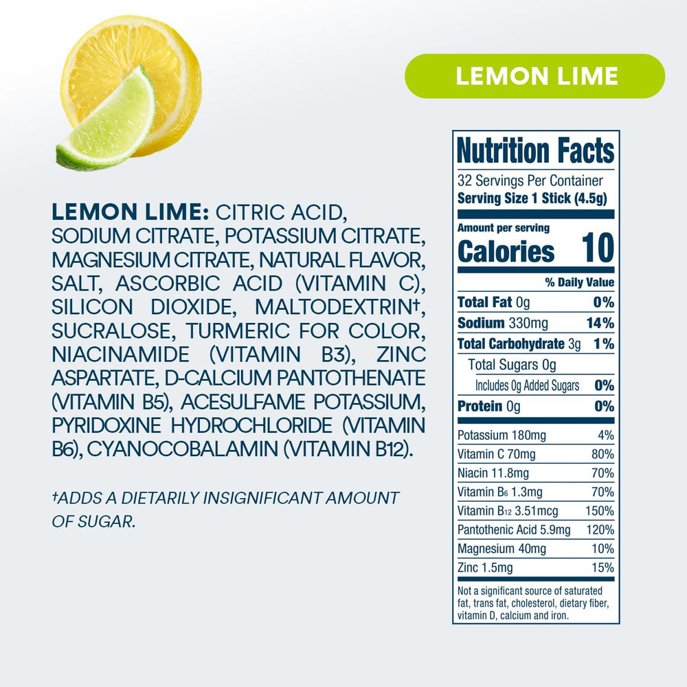 DripDrop hydration product with natural colors highlighting non-GMO, vegan, gluten-free formula.