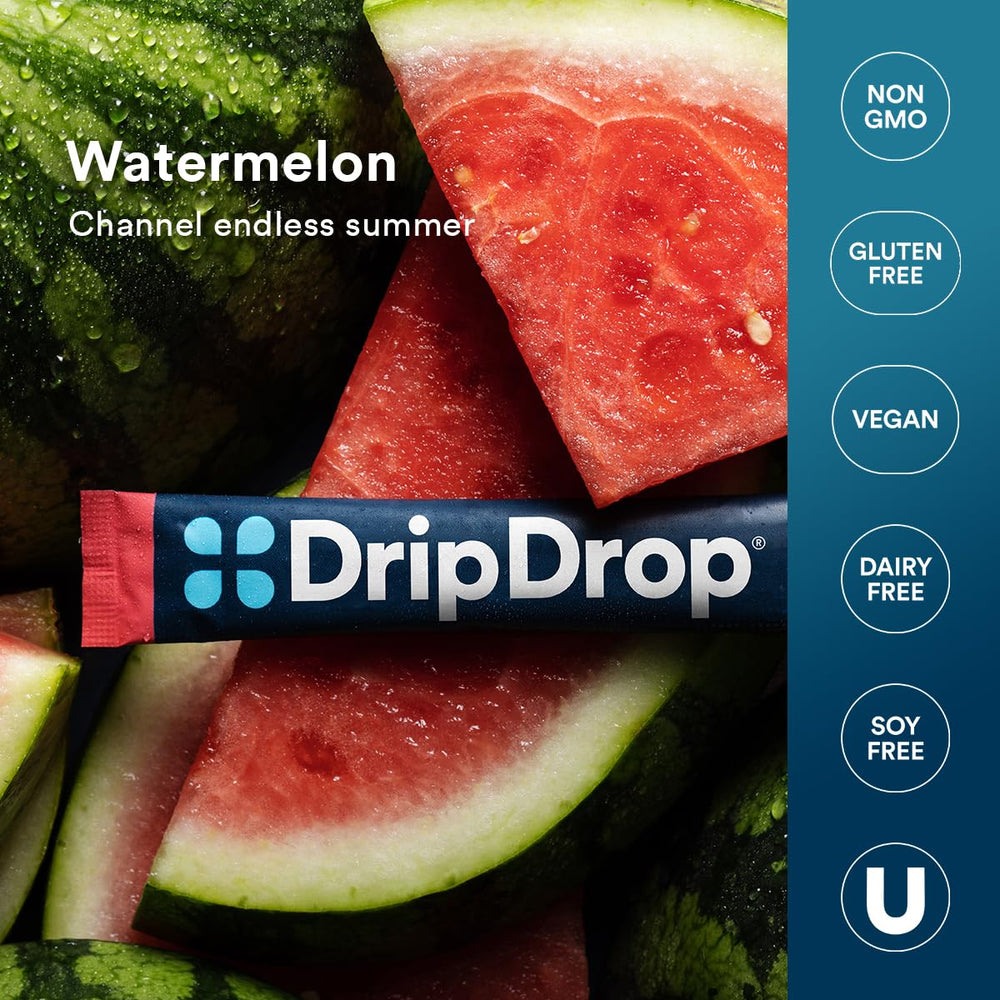 DripDrop Watermelon on-the-go usage for workouts and commutes.