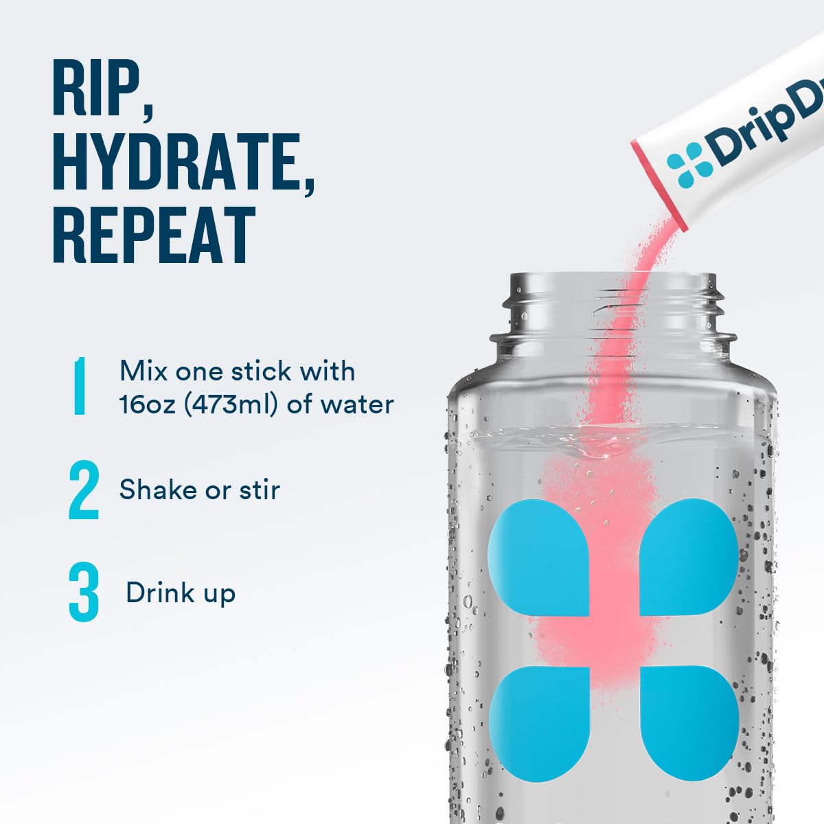 DripDrop Zero Sugar Plus Raspberry Lemonade Stick ready for quick hydration.