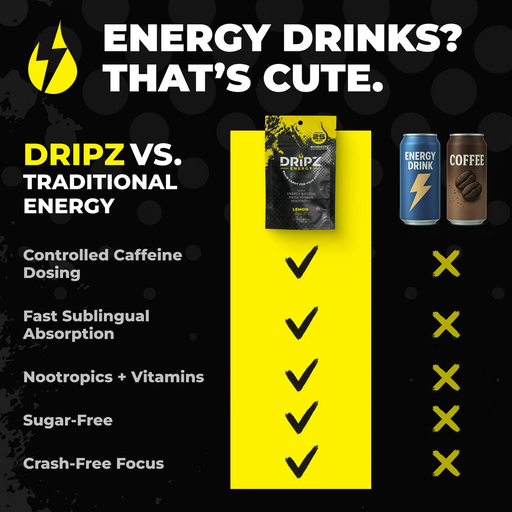 Dripz Energy Lemon Rage lemon flavor evokes refreshing alertness
