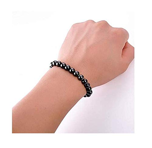 Drkao hematite magnetic bracelet 8mm beads with smooth glossy finish for everyday wear.
