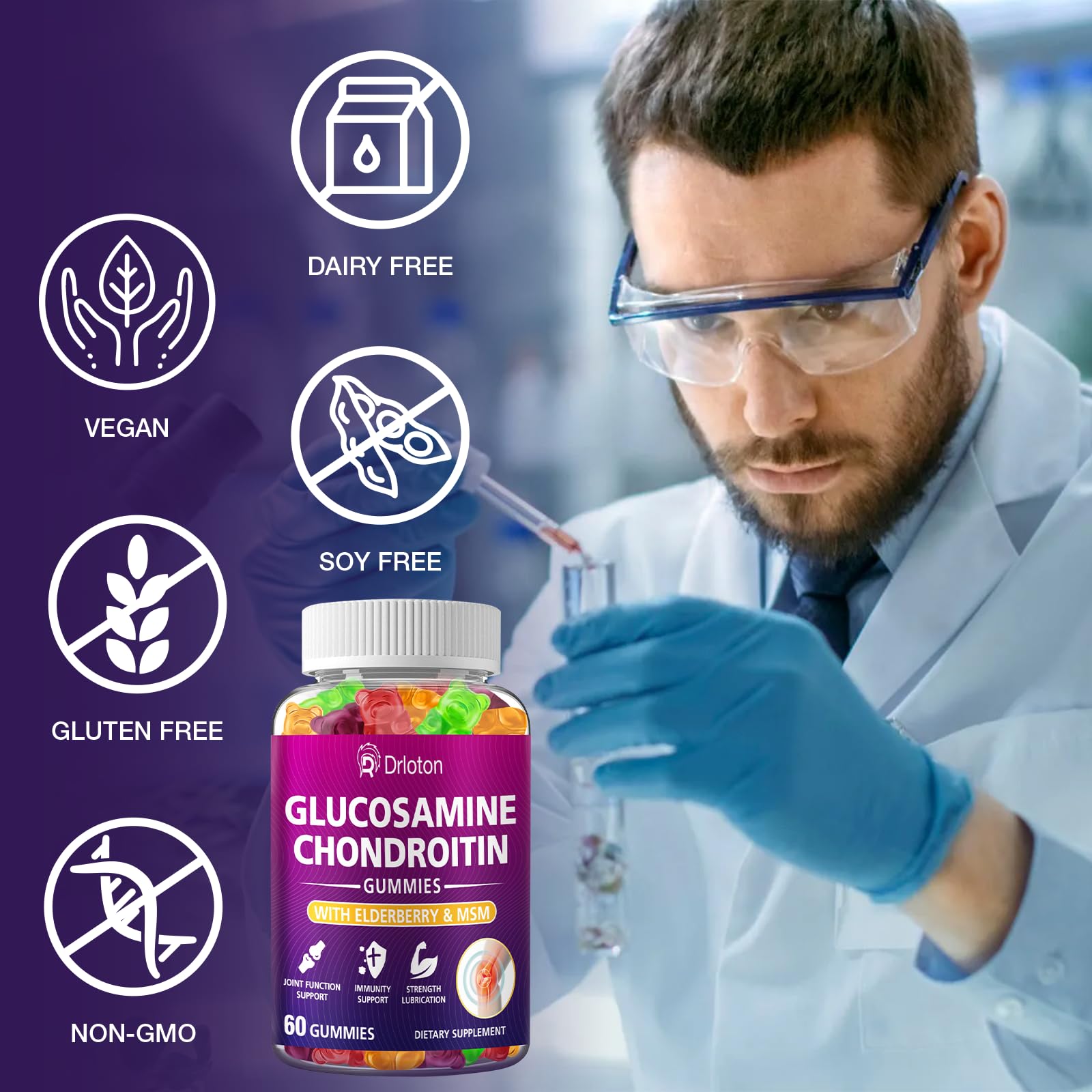 Drloton elderberry gummies closeup signals antioxidant-rich wellness support