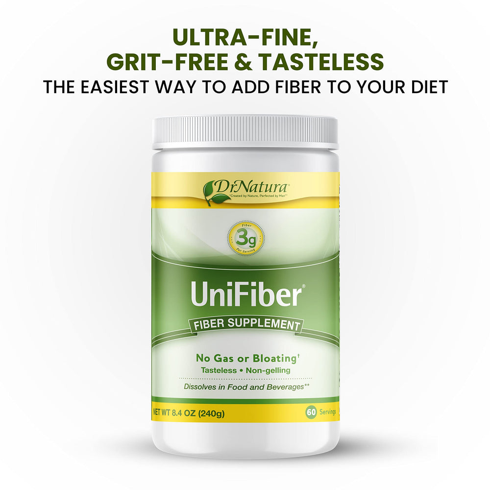 DrNatura Unifiber bottle pour highlights easy daily use without flavor change.