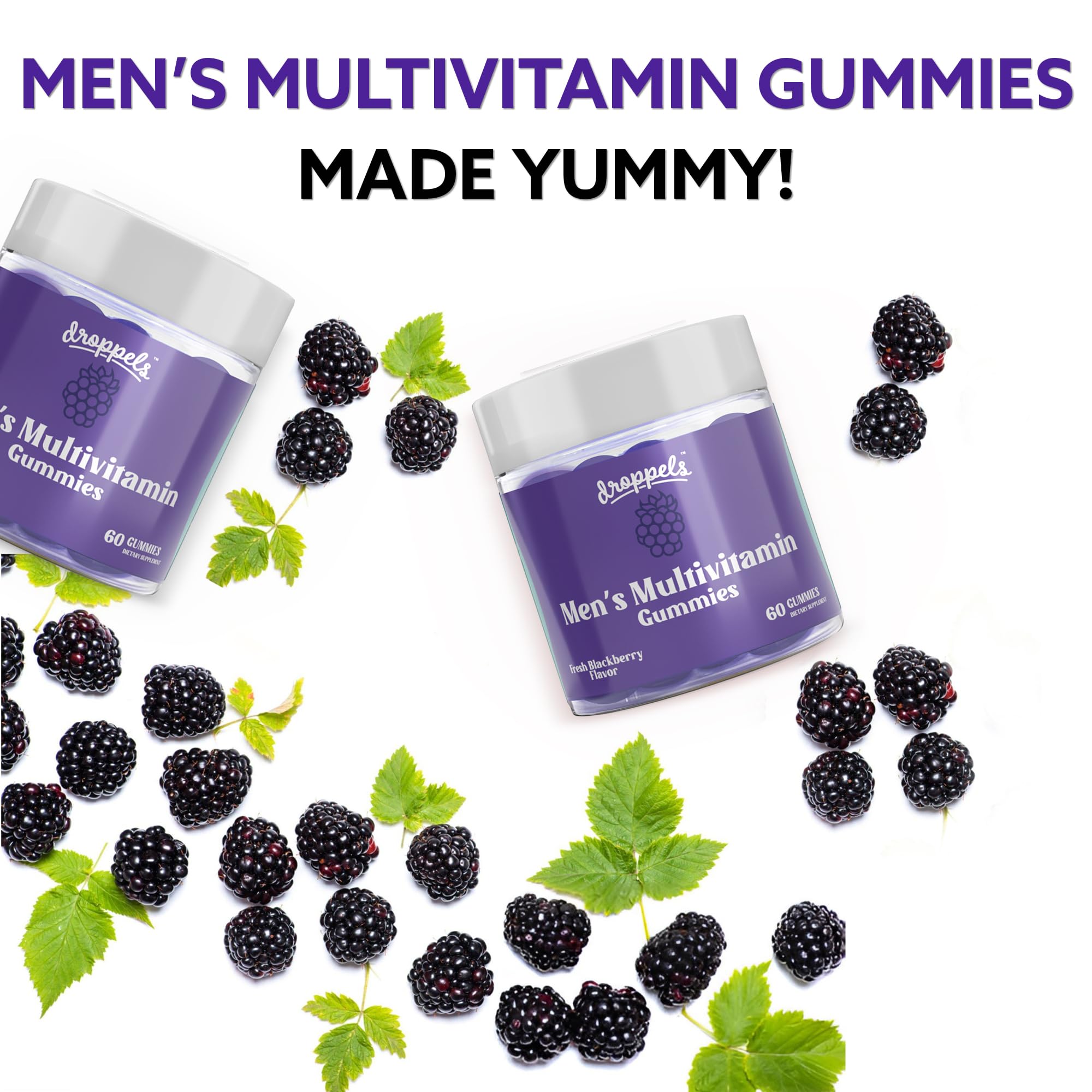 Gummies in bottle with blackberry flavor note for easy daily use.