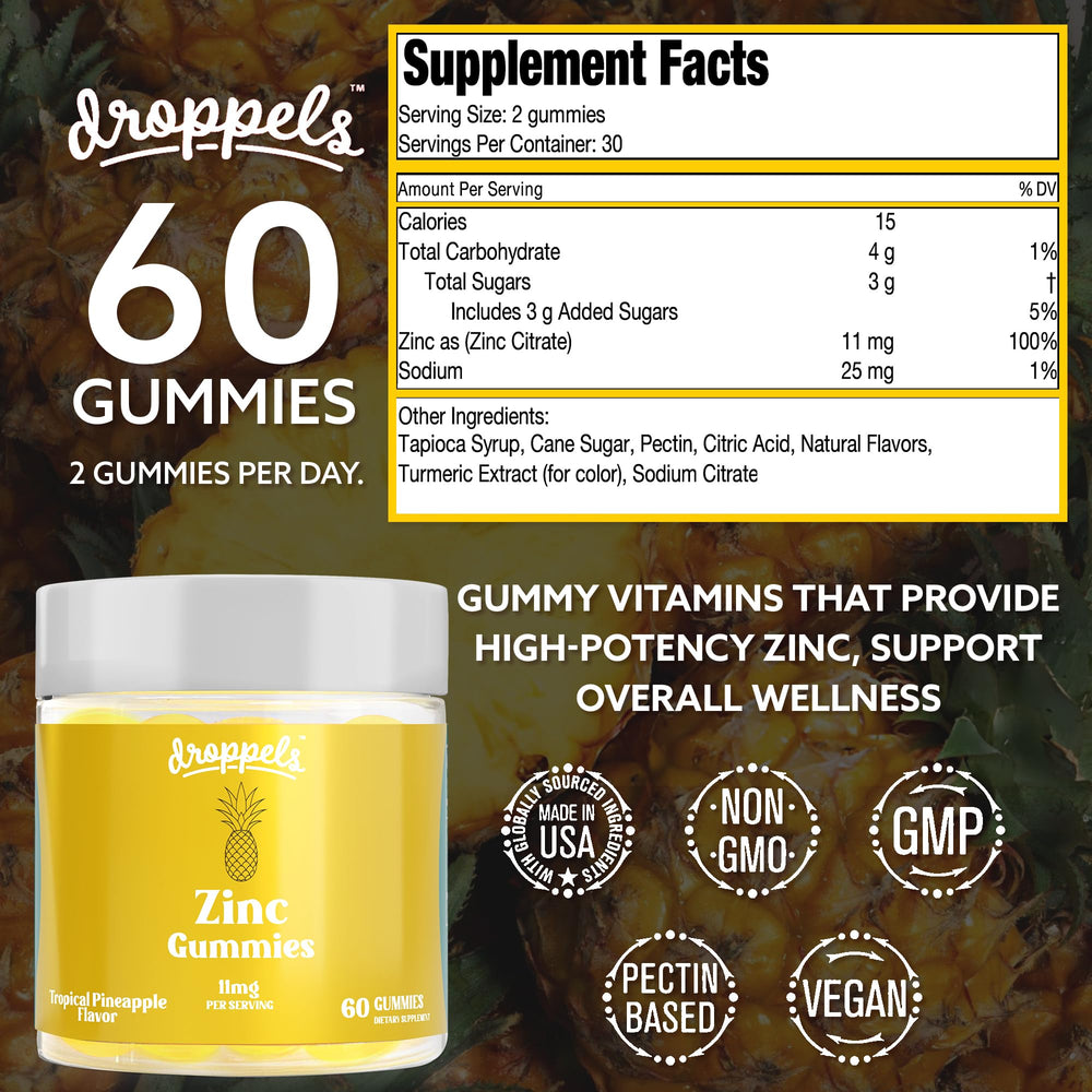 Pineapple-flavor gummies appeal to adults seeking tasty, convenient zinc.