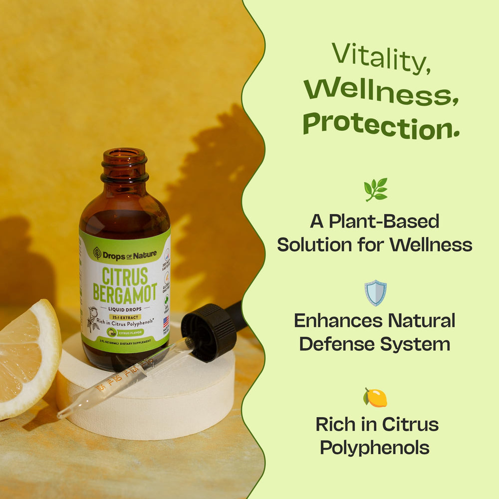 Drops Of Nature bergamot lab test seal indicating purity