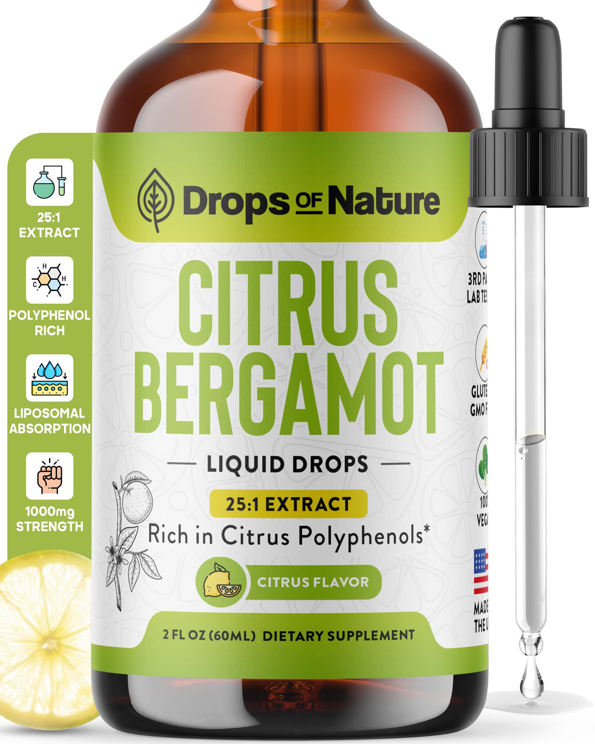 Drops Of Nature Citrus Bergamot Extract bottle for daily heart wellness