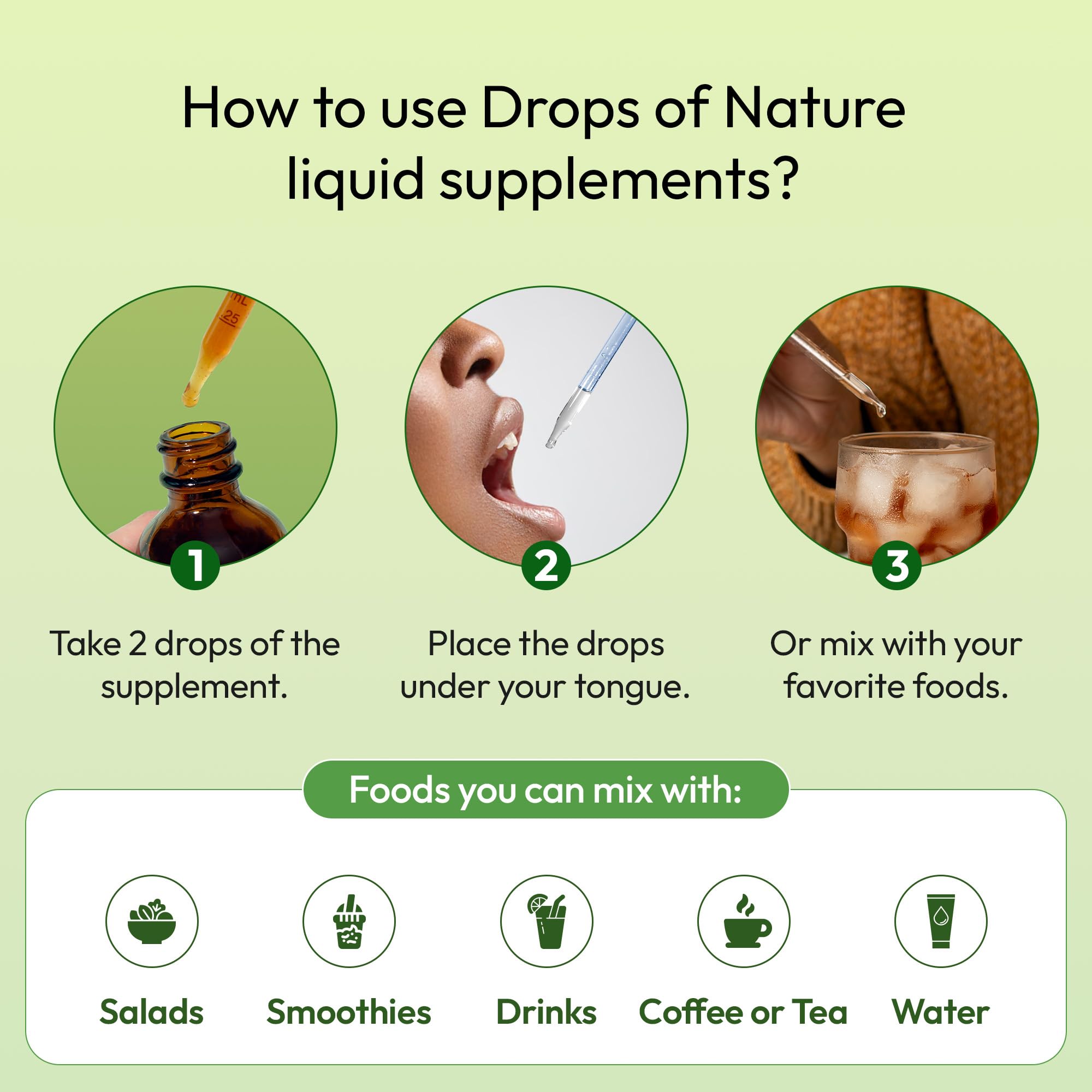 Drops Of Nature Green Tea 10:1 Extract glass bottle reflecting premium skin and heart support.