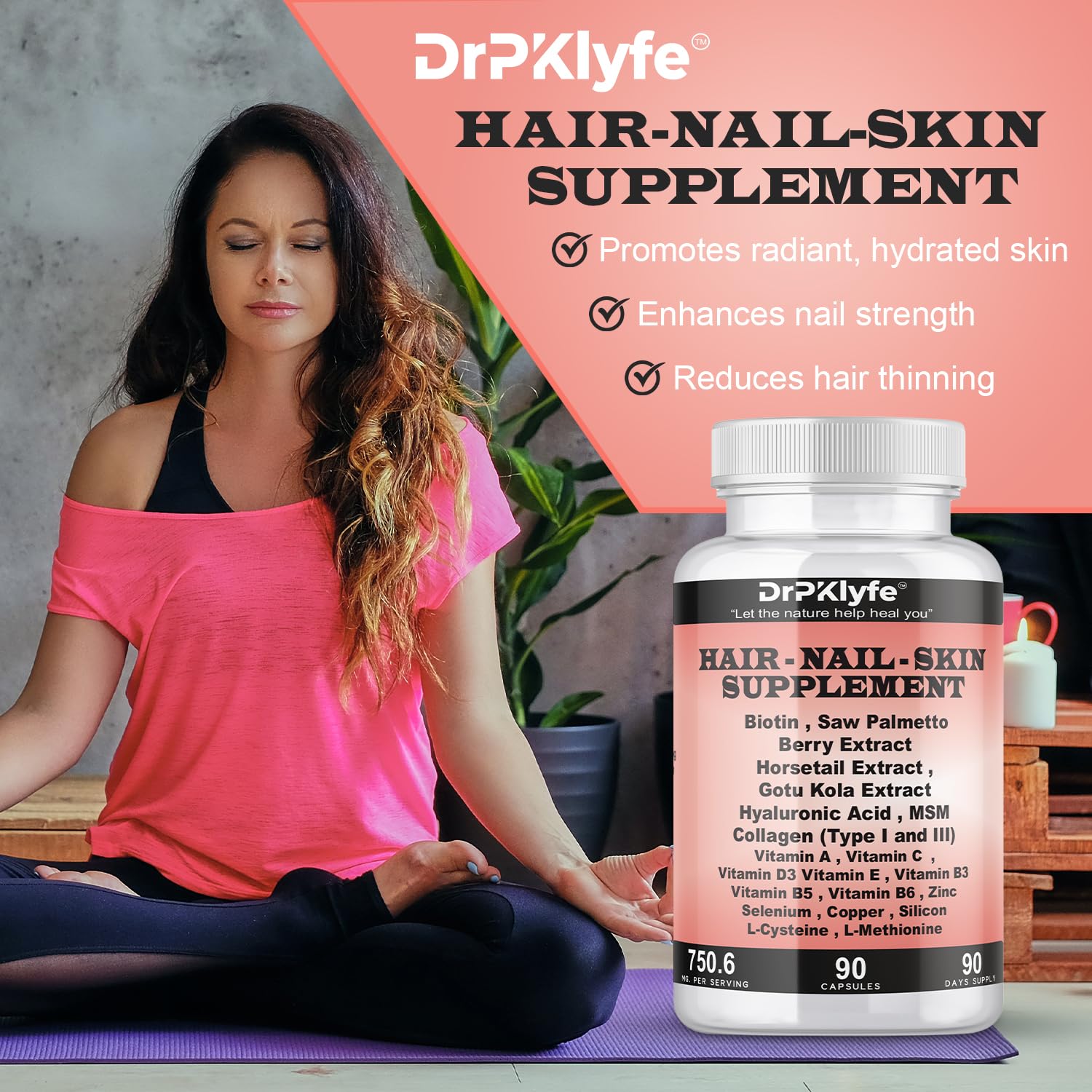 DrPKLyfe capsules closeup biotin detail for hair health.