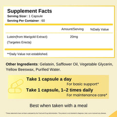 Dr’s Hope Lutein 20 mg cap and label show gluten-free, non-GMO assurances.