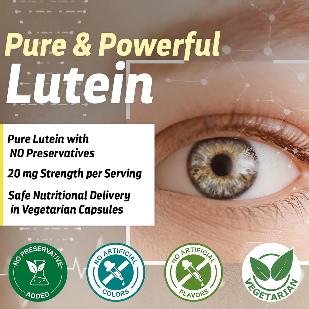 Dr’s Hope Lutein 20 mg derived from kale and spinach; plant-based eye nutrients.