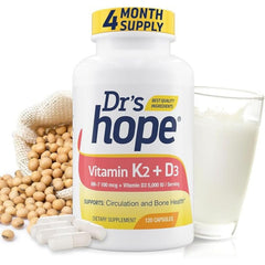 Dr’s Hope Vitamin K2 MK-7 + D3 bottle for bone support.
