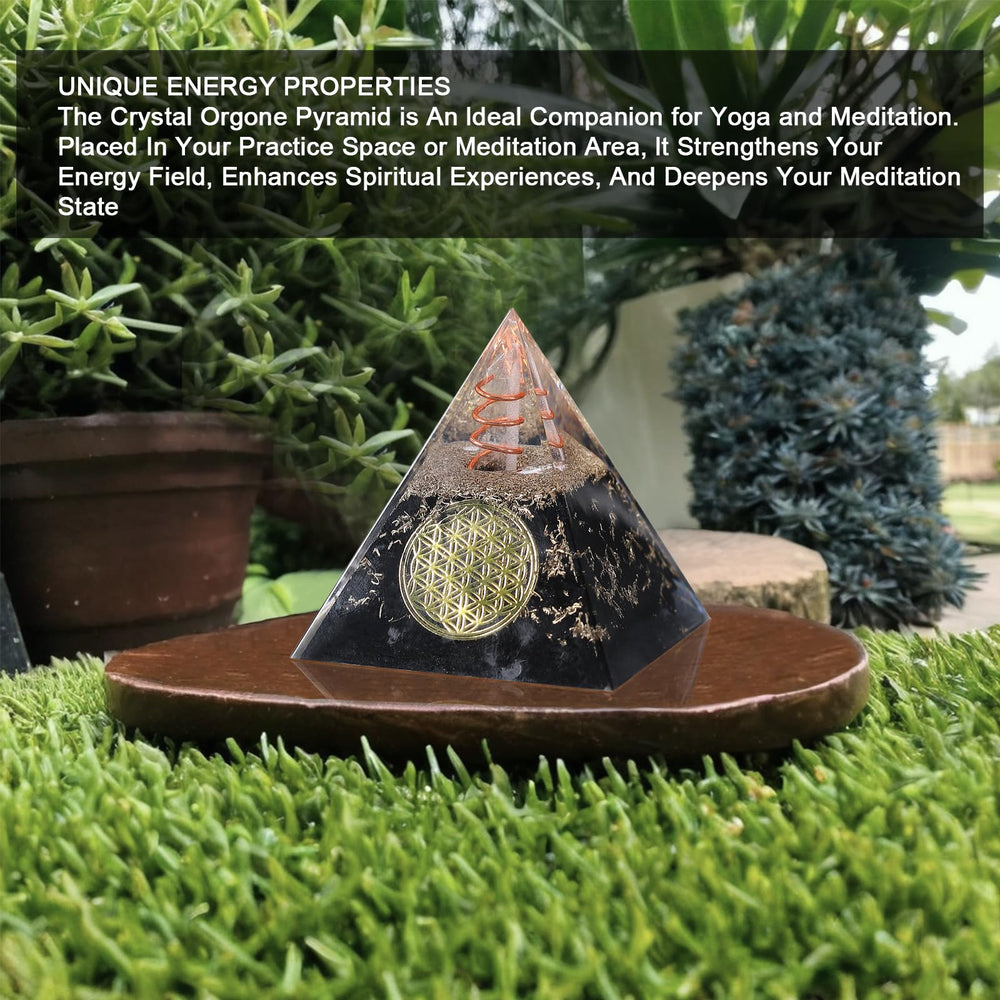 DRTMLY Orgone Pyramid Obsidian copper coils visible for clearing negativity