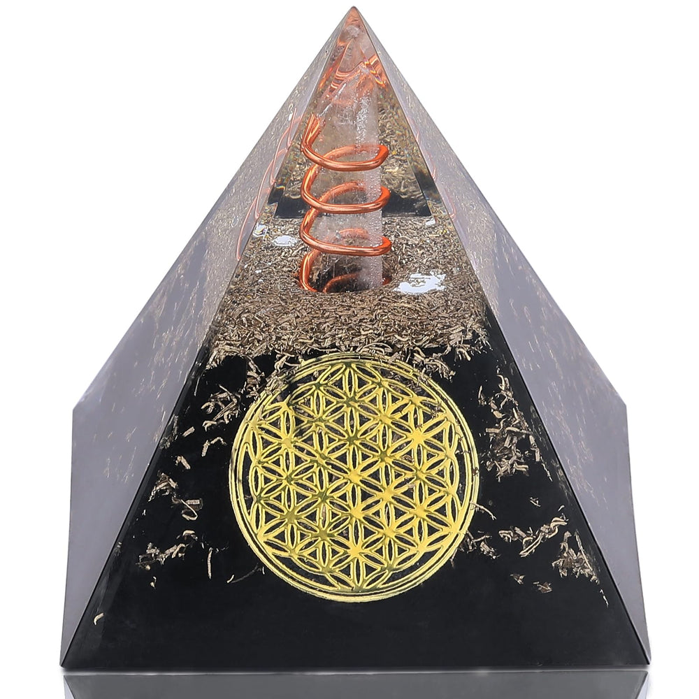 DRTMLY Orgone Pyramid Obsidian front view enhances desk energy and focus