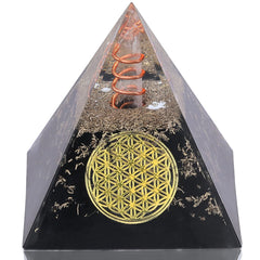 DRTMLY Orgone Pyramid Obsidian front view enhances desk energy and focus