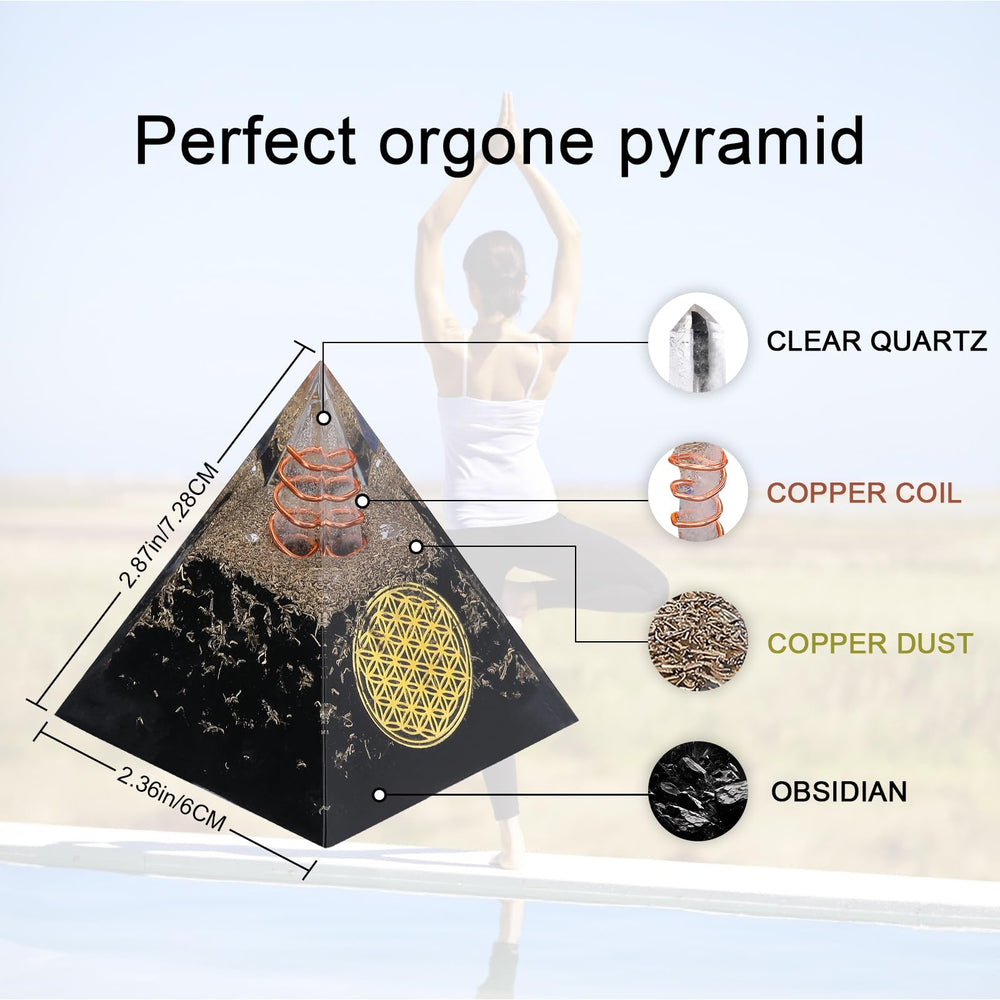 DRTMLY Orgone Pyramid Obsidian for Reiki and meditation sessions