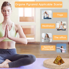 DRTMLY Orgone pyramid transparent quartz accent highlights crystal details